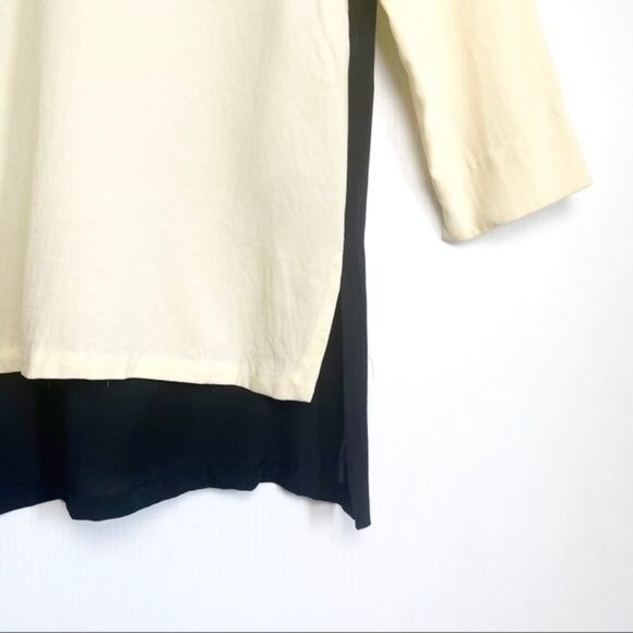 Rag And Bone 100% Silk Blouse Ivory And Black Silk Long Sleeve Size Medium - Picture 2 of 6